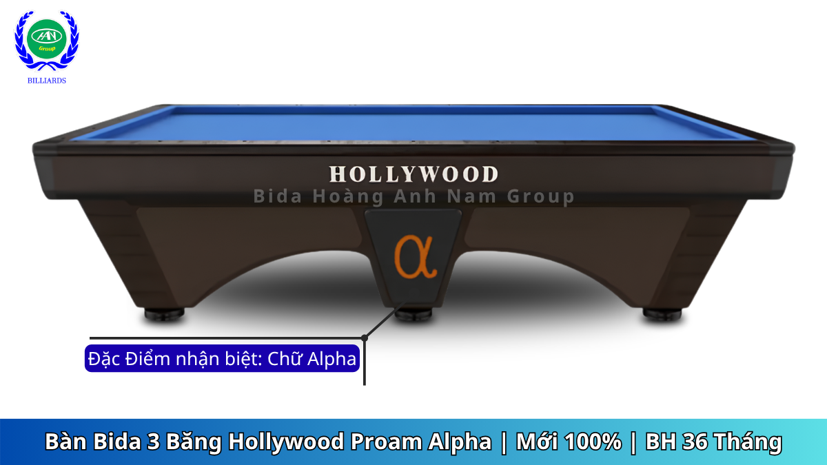 Bàn Bida 3 Băng Hollywood Proam Alpha | Mới 100% | BH 36 Tháng | Bida Hoàng Anh Nam Group