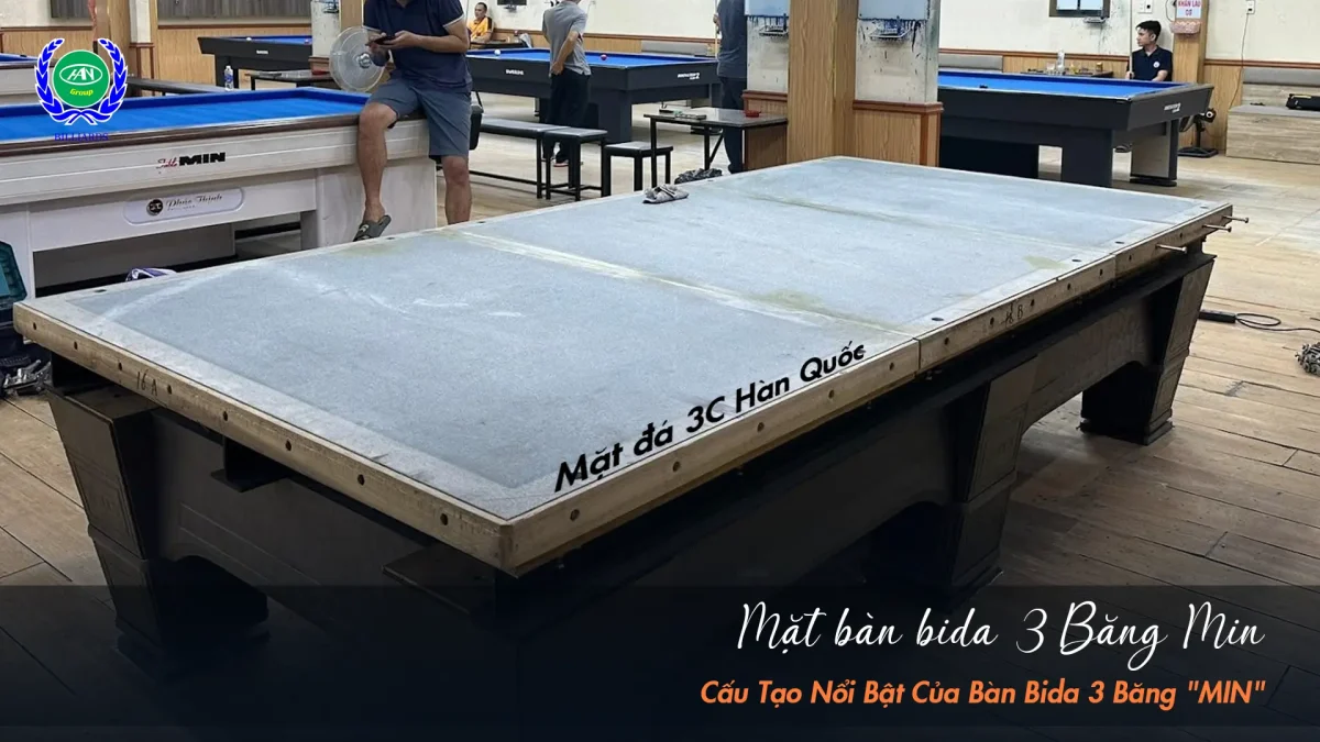 Bàn bida 3 băng MIN sử dụng mặt đá Hàn Quốc | Bida Hoàng Anh Nam Group