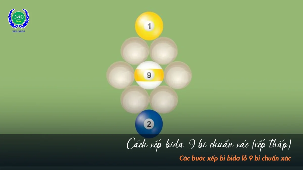 Cách xếp bi bida lỗ 9 bi (xếp thấp) | Bida Hoàng Anh Nam Group
