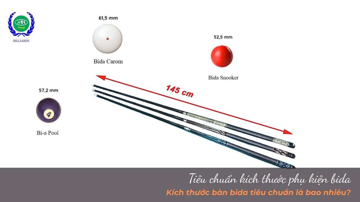 Tiêu chuẩn kích thước phụ kiện bida