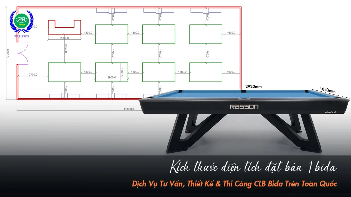 Diện tích tiêu chuẩn để đặt bàn bida phù hợp | Bida Hoàng Anh Nam Group