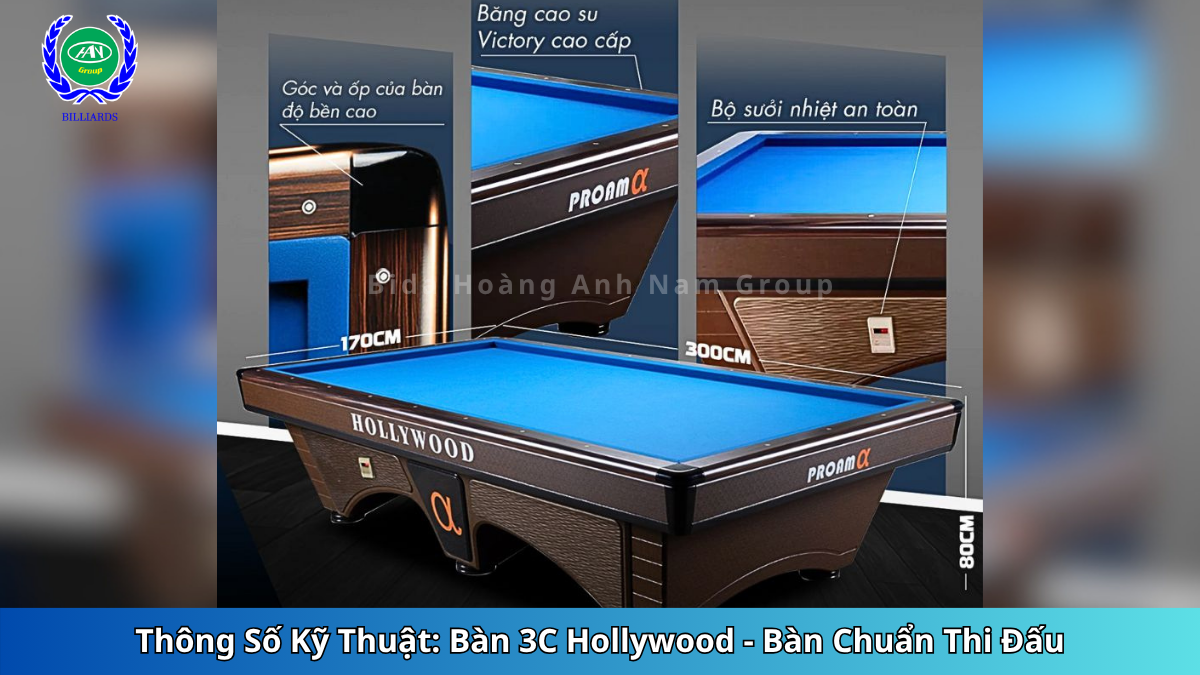 Thông Số Kỹ Thuật: Bàn 3C Hollywood - Bàn Chuẩn Thi Đấu | Bida Hoàng Anh Nam Group