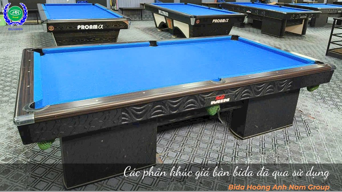 Các phân khúc giá bàn bida đã qua sử dụng 