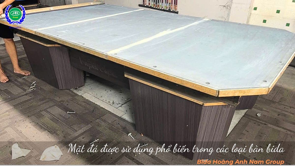Mặt đá được sử dụng phổ biến trong các loại bàn bida