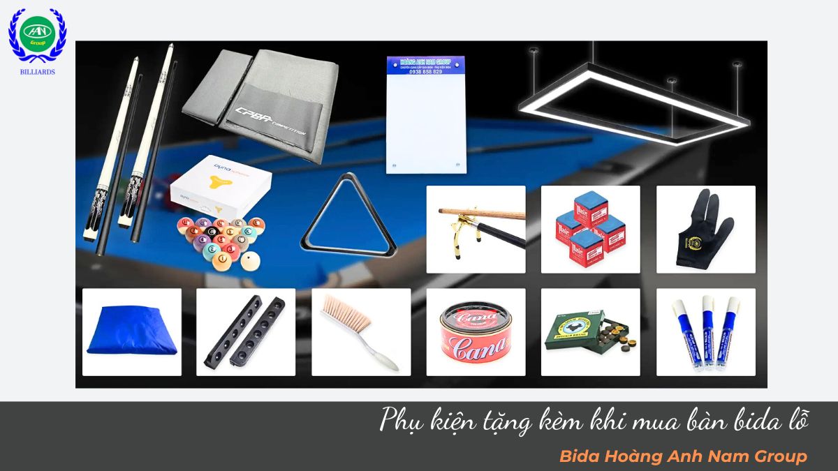 Phụ kiện tặng kèm khi mua bàn bida lỗ