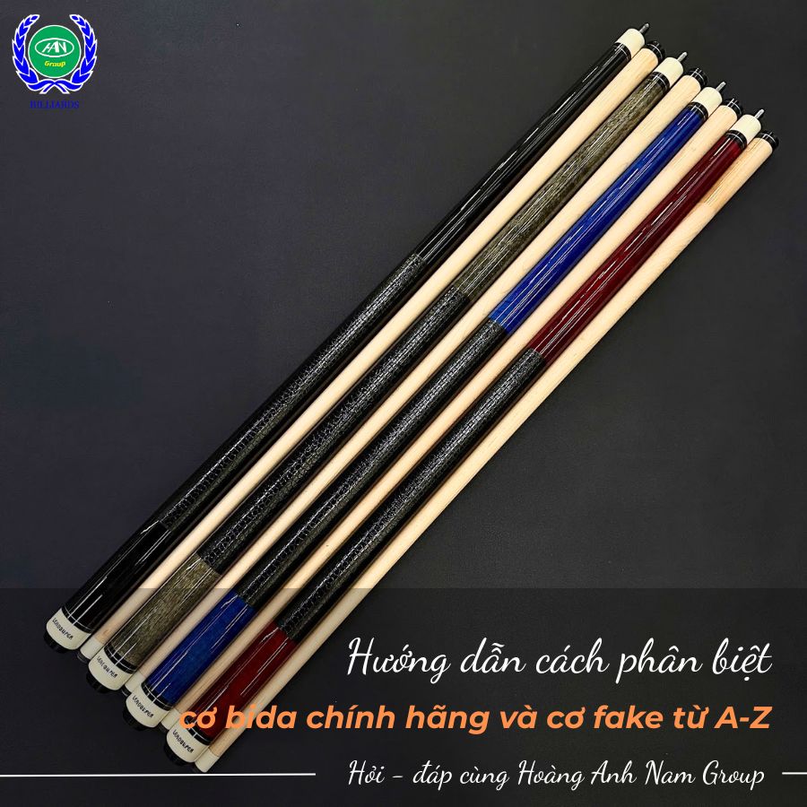 Cơ bida chính hãng và cơ fake