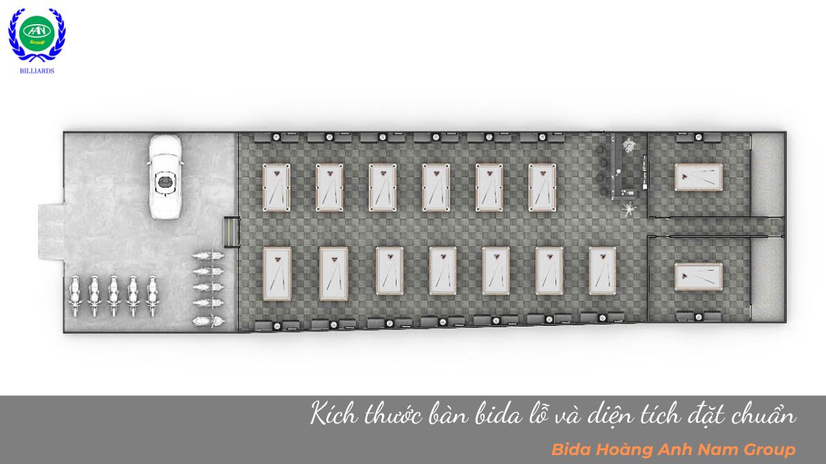 Kích thước bàn bida lỗ và diện tích đặt chuẩn