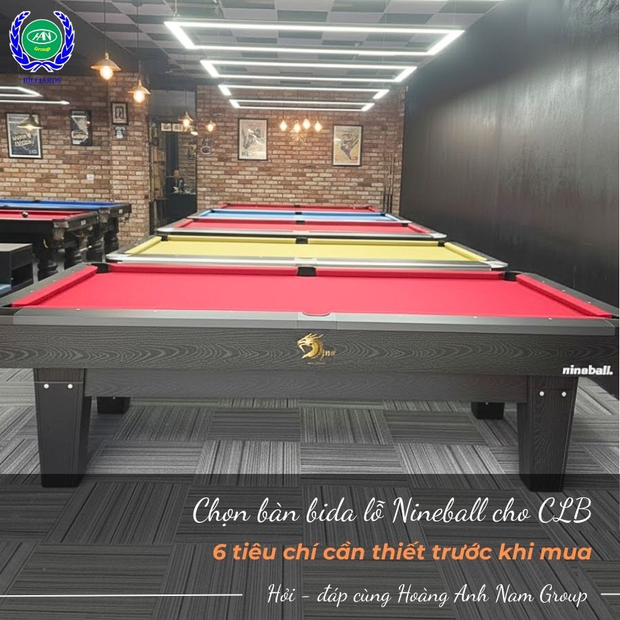 Chọn bàn bida lỗ Nineball cho CLB: 6 tiêu chí cần thiết trước khi mua