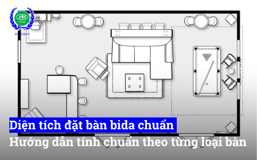 diện tích đặt bàn bida chuẩn theo từng loại bàn