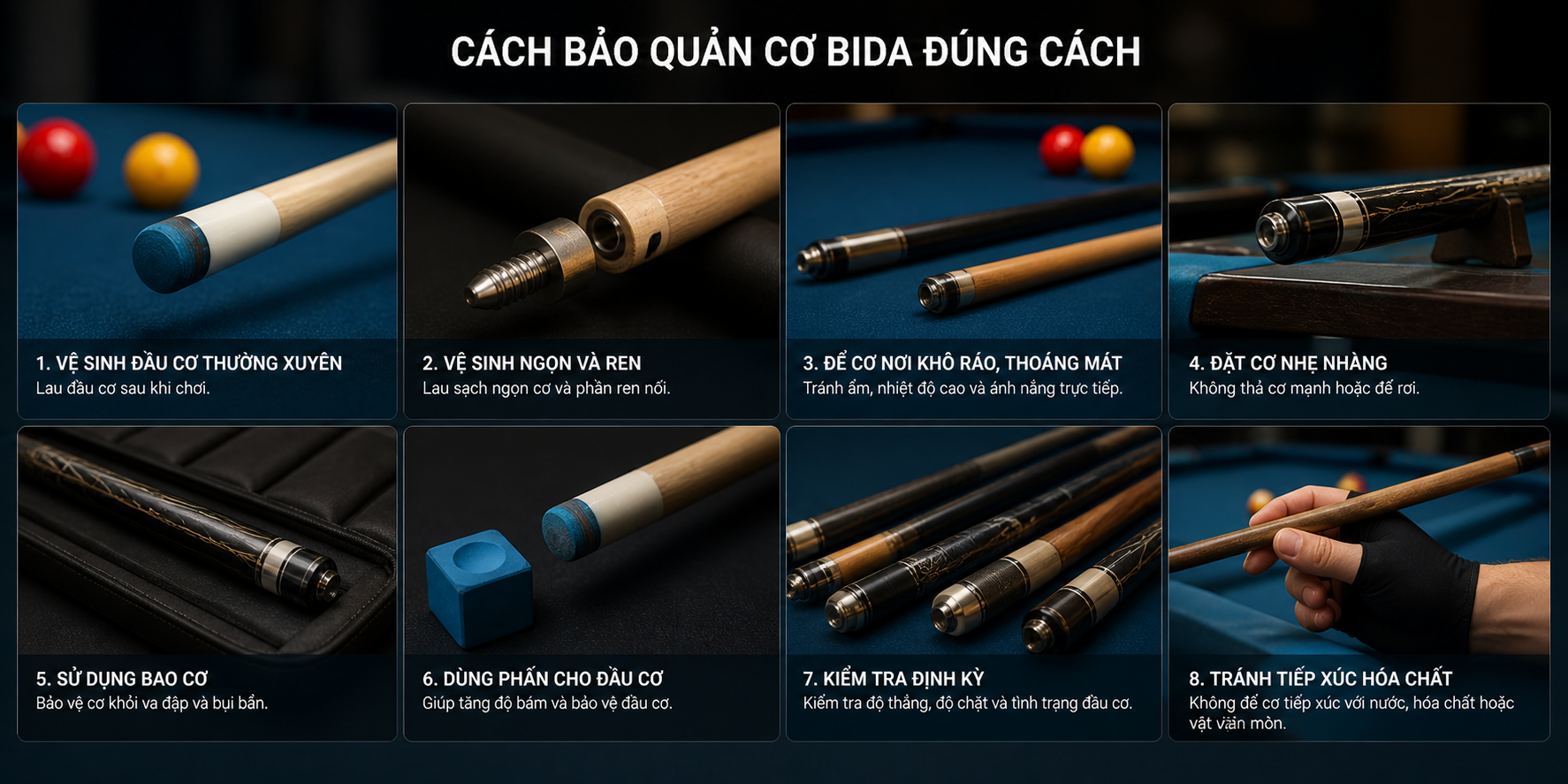 Cách bảo quản cơ bida đúng cách