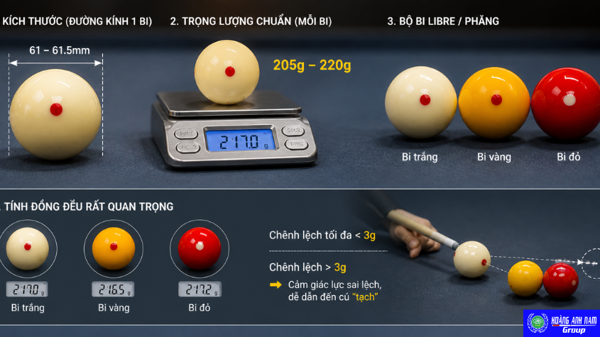 So sáng trọng lướng trái bida libre và bida phăng