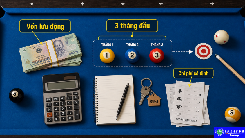 Vốn lưu động là yếu tố sống còn trong 3 tháng đầu mở quán bida.