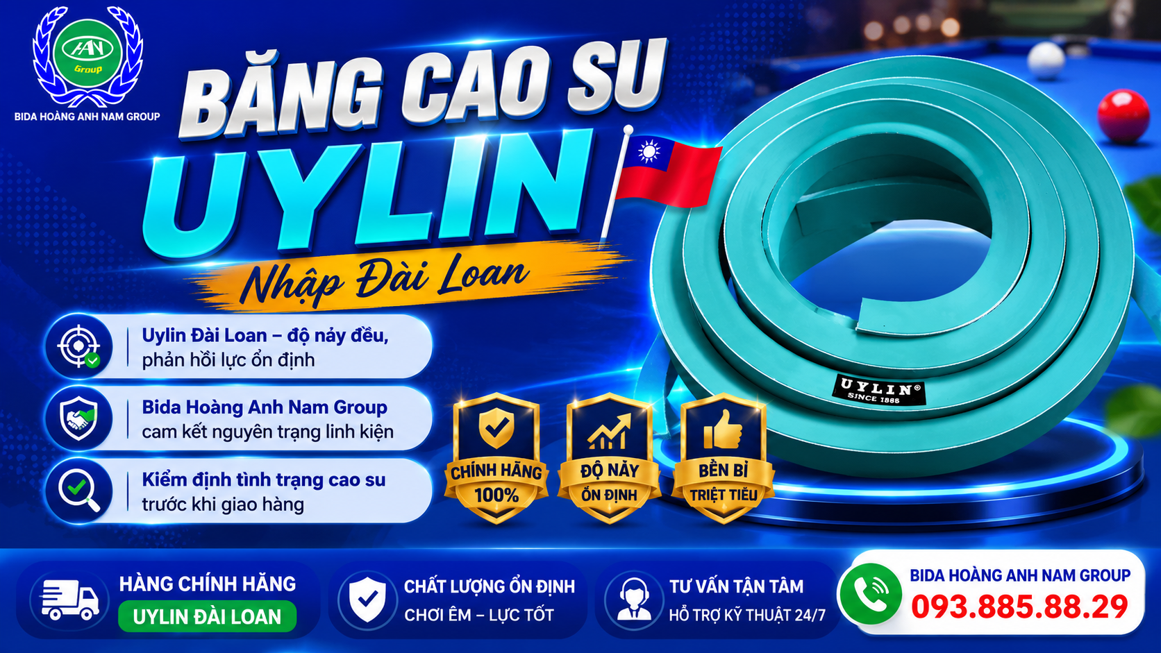 Sử dụng Băng cao su Uylin nhập Đài Loan