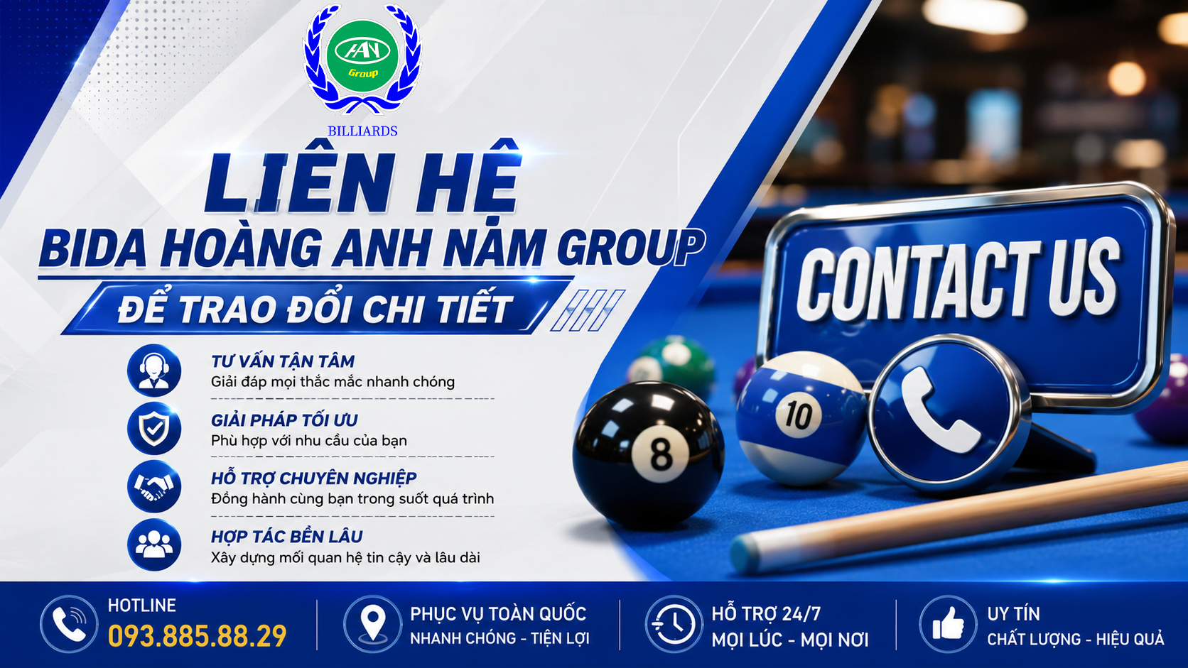 Liên Hệ Bida Hoàng Anh Nam Group Để Trao Đổi Chi Tiết