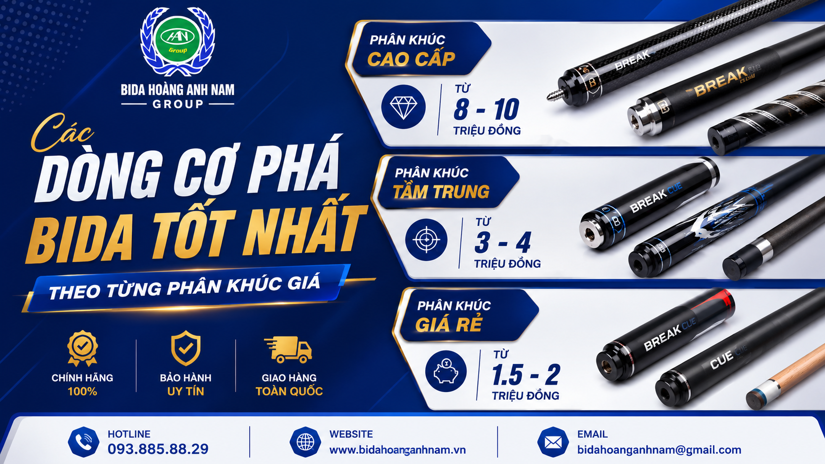 Các Dòng Cơ Phá Bida Tốt Nhất Theo Từng Phân Khúc Giá