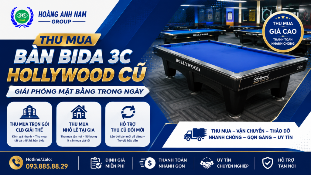 Thu Mua Bàn Bida 3C Hollywood Cũ | Bàn 3c Hollywood Thanh Lý