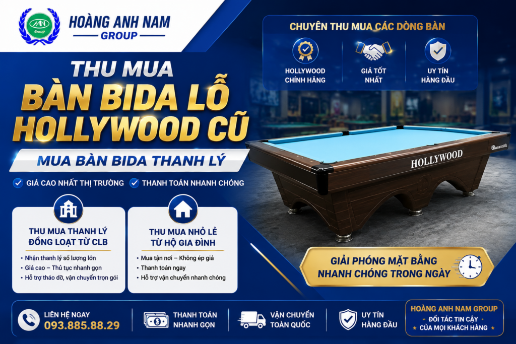 Thu Mua Bàn Bida Lỗ Hollywood Cũ | Mua Bàn Bida Thanh Lý
