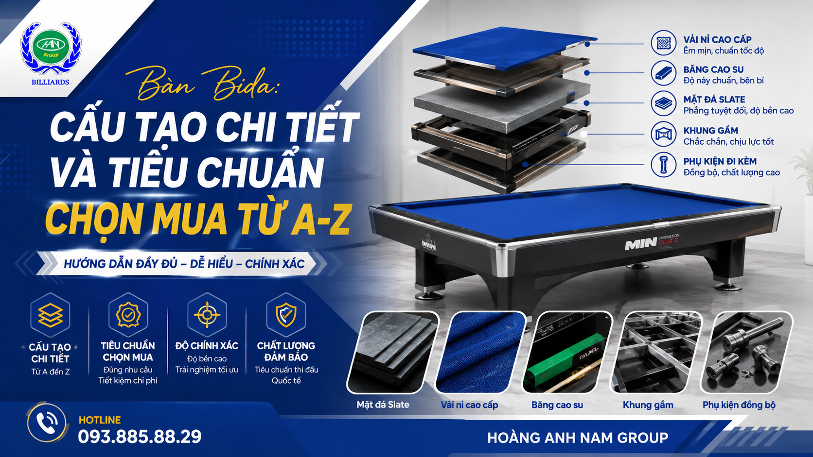Bàn Bida: Cấu Tạo, Kích Thước Tiêu Chuẩn Và Những Điều Cần Biết | Bida Hoàng Anh Nam