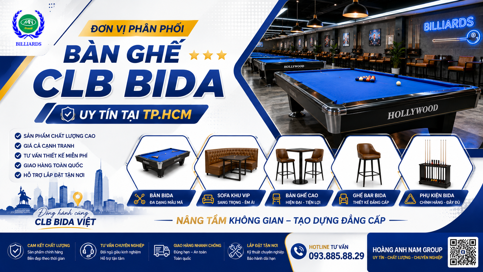 Đơn Vị Phân Phối Bàn Ghế CLB Bida Uy Tín Tại TP.HCM | Bida Hoàng Anh Nam Group