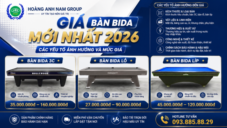 Giá Bàn Bida Mới Nhất 2026: Các Yếu Tố Ảnh Hưởng Và Mức Giá