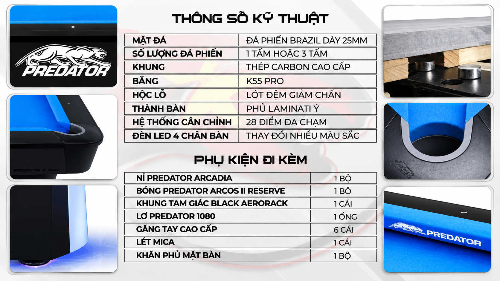 THÔNG SỐ KỸ THUẬT: BÀN LỖ PREDATOR APEX | MỚI 100%