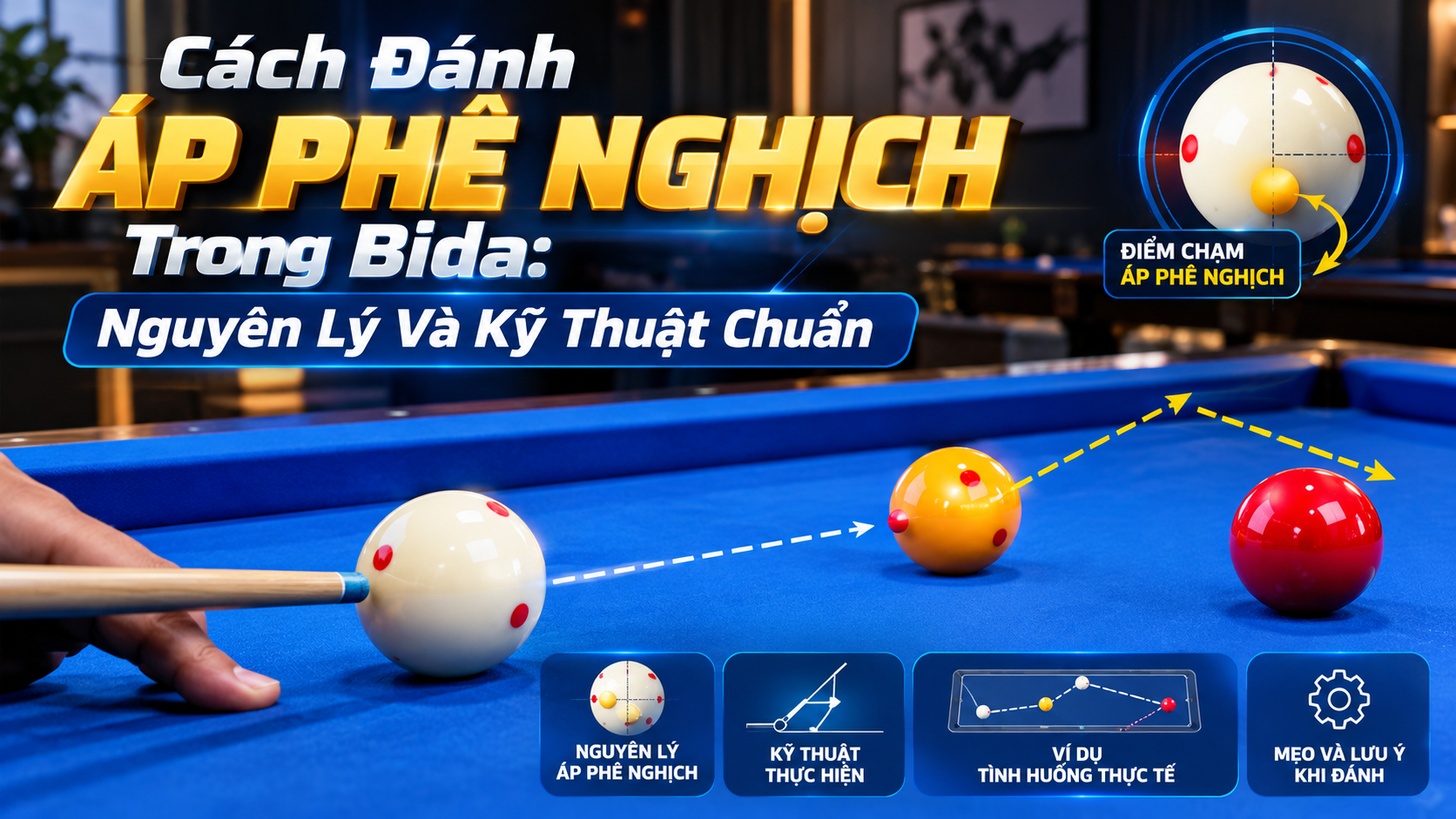Cách Đánh Áp Phê Nghịch Trong Bida | Hoàng Anh Nam Group